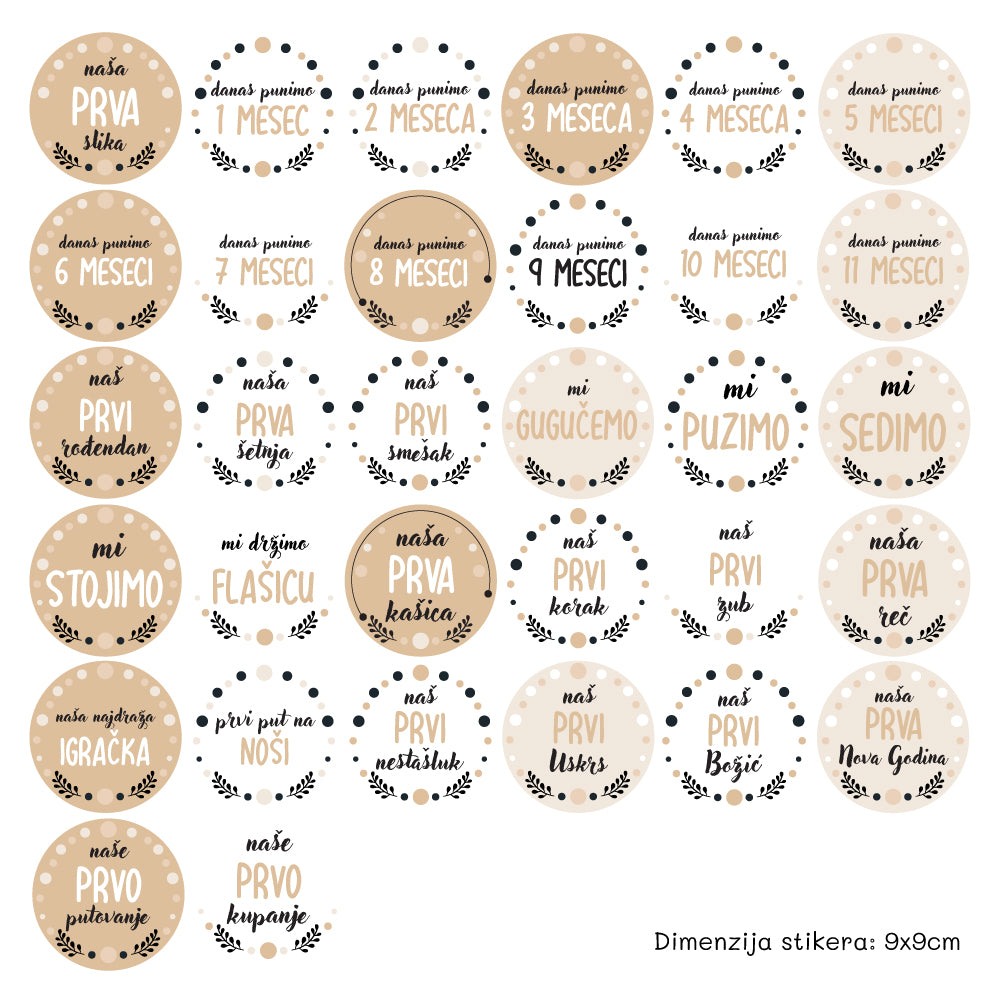 Stikeri za trudnice i bebe Stikea blizance ili trojke Stikeri "Moja prva godina korak po korak"