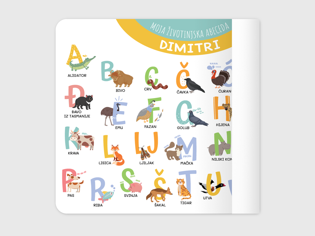 Stikea Podmetač Moja životinjska abeceda sa personalizacijom